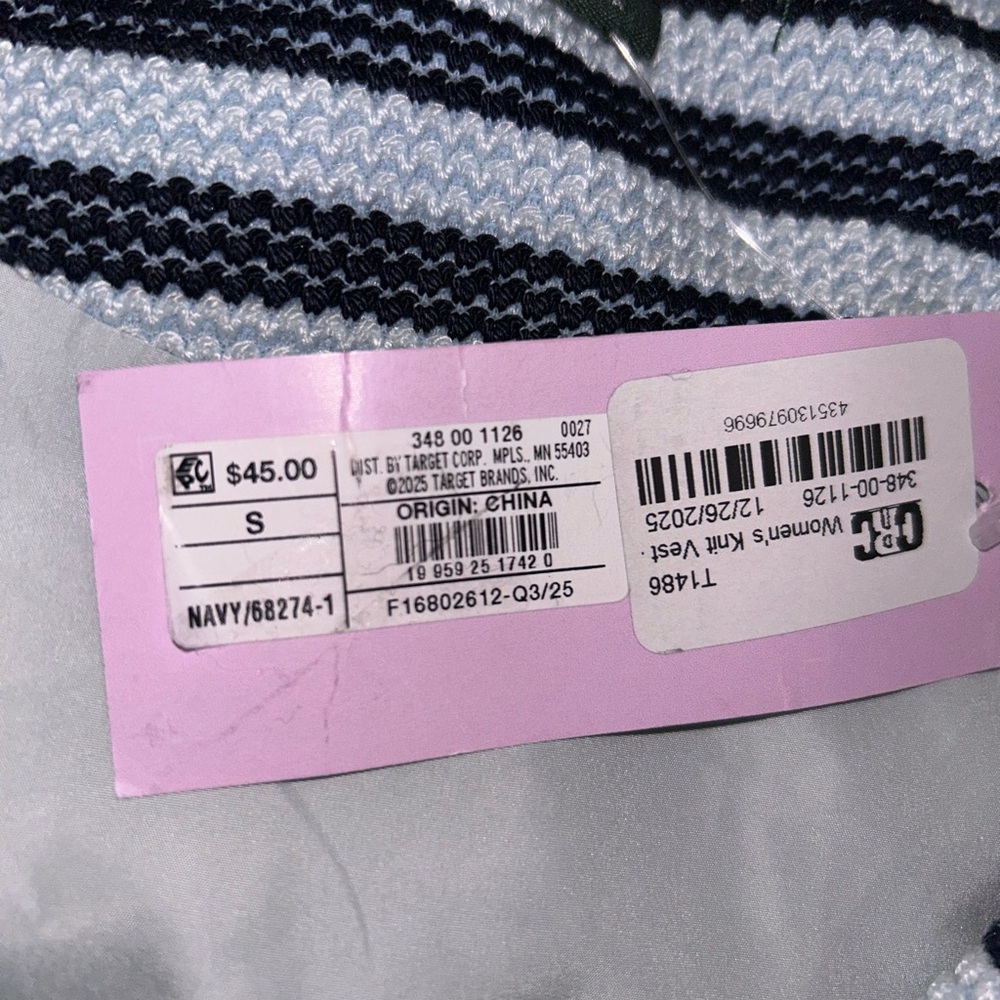 Wild Fable Knit Full Zip Puffer Vest - HEAVY - Striped Blue - NWT - Picture 7 of 10